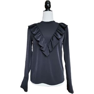 H&M Black Frilled Blouse